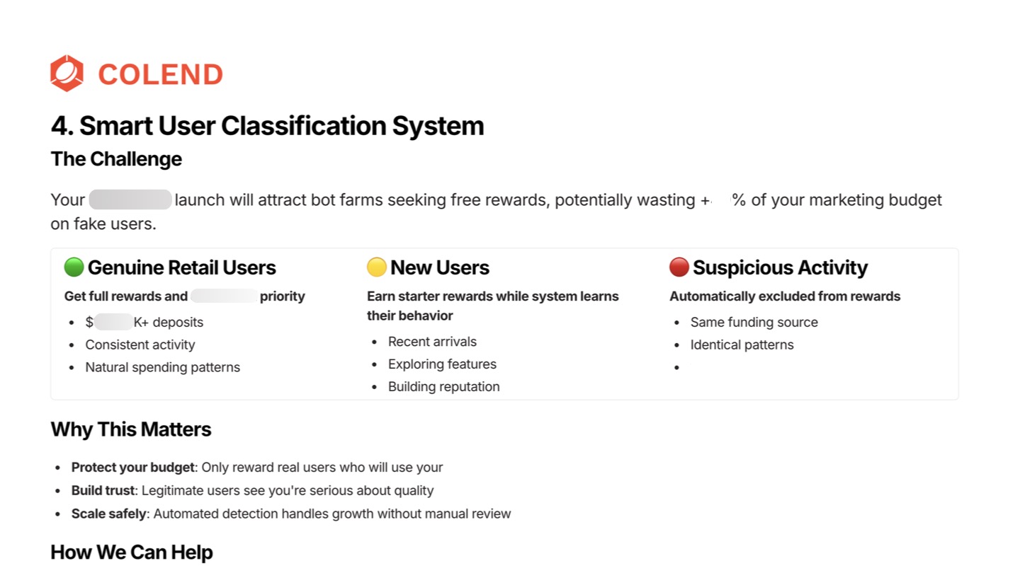 User classification system from Colend Protocol audit